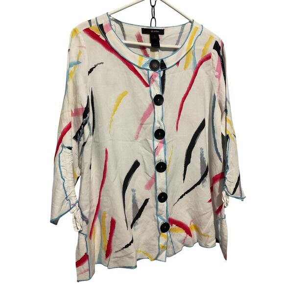 Ali Miles Linen Blend Top Size Medium - Picture 3 of 7